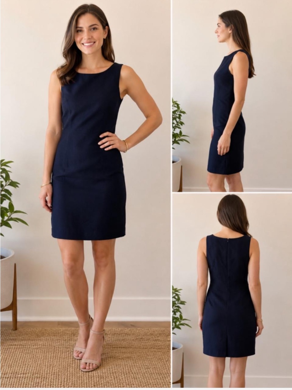 Talbots 100% Silk Navy Sleeveless Sheath Dress – Size 10